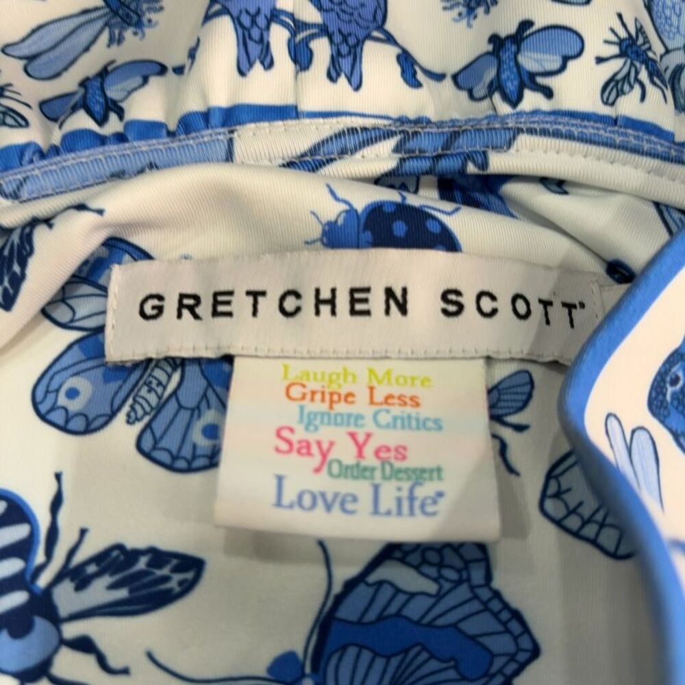 Gretchen Scott Designs Ruff Neck Dress with Blue Botanical Print - Picture 3 of 3